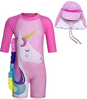 WONDERBABE Anti-UV swimsuit for unicorn/flamingos pink girls, children's swimming costume, sun protection, swimsuit a round neck room, protection against rashes, swimsuit for surfing, 1 to 8 years.. DIAYTAR NIGERIA redefines convenience with our vast product selection and swift nationwide delivery.