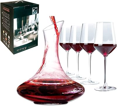 Set of wine carafe, Carafe in unleaded hand -blown crystal with 4 wine glasses, wine aerator pitcher, wine gift with luxury packaging, wine accessories.. Enjoy stress-free shopping with affordable prices on DIAYTAR Nigeria.
