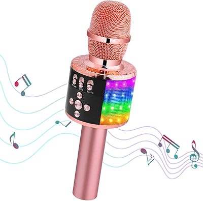 Wireless karaoke microphone with portable portable speaker portable speaker with LED lights for KTV home celebration is suitable for all smartphones (rose gold) - cylk.. DIAYTAR NIGERIA combines the largest product selection with affordable prices and reliable delivery.