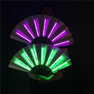 Folding hand range, Chinese LED fan flashing in bamboo and nylon fabric, folding hand -of -stage fan, decorations of festival music festival for men and women, pink and green.. DIAYTAR NIGERIA: Connecting Nigerians with affordable products delivered promptly nationwide.