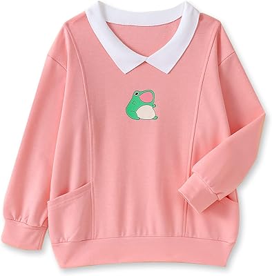 Cute frog sweatshirt for baby girls, Kawaii academy clothes, welcome collar, Kutago sweater shirt.. Shop across categories with ease at DIAYTAR NIGERIA, delivering affordability within the week.