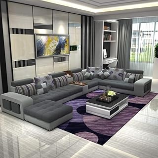 Modern Simple U -shaped sofa for living room, removable long sofa in cotton and linen fabric, multicolored, dark gray.. From daily deals to exclusive products — DIAYTAR Nigeria has you covered.