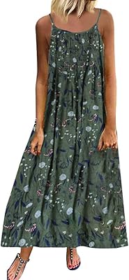 Tingzi Women Elegant Vintage Bohemian Print Beach Dress Depituted Fashion Loose Sling Swing Maxi Draft Daily Holiday Dress.. Shop smart, shop DIAYTAR — Nigeria’s trusted e-commerce site.