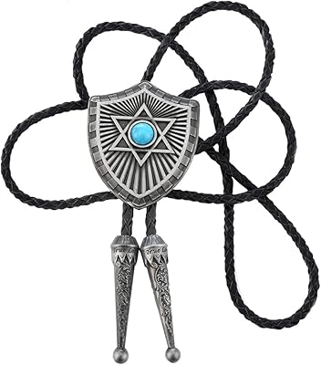 Bolo tie of Western fashion, six -branch star, natural pine, zinc alloy, leather necklace, direct factory sales support (sky blue).. DIAYTAR NIGERIA: Connecting Nigerians with affordable products through our expansive e-commerce platform.