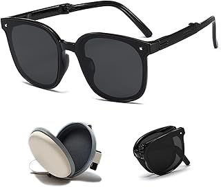 Mini polarized solemn sunglasses portable, black squares, with case, perfect for the pocket, the car and the bag.. Shop with confidence at DIAYTAR NIGERIA, offering thousands of products with budget-friendly shipping.