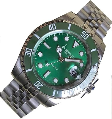 Analog quartz watch for men with stainless steel bracelet and green dial.. Discover the convenience of DIAYTAR NIGERIA's vast e-commerce platform with delivery in just 5-8 days.