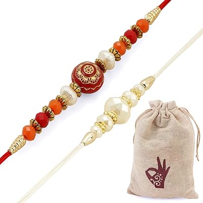Set of 2 exclusive Rakhi bracelets from the creator Hathkam.. Shop with intention at DIAYTAR NIGERIA, offering thousands of products delivered nationwide in days.