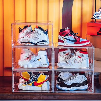 Stacked magnetic front shoe box for house organized with ultra transparent acrylic display for shoe and sneakers storage, transparent closet support for shoe organizer (5 large transparents).. Shopping has never been easier — DIAYTAR Nigeria delivers it all in 5–8 days.