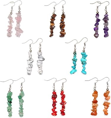 Pendant earrings in natural stone 8 pairs of colored crystal curls with stones.. Your digital shopping companion, DIAYTAR NIGERIA offers exceptional value with delivery in less than 8 days.