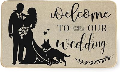 Geeory Decorative Door Carpet for Married Young, Welcome to our Wedding, Dog Shape Decorations, Floor Carpet, Seasonal Decoration for Interior And Outdoor Entrance Door - 17 x 29 inches GK012.. Why shop anywhere else? DIAYTAR Nigeria has it all and delivers fast.