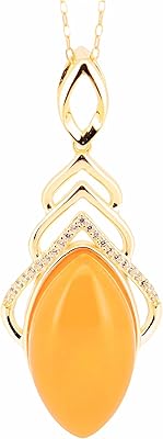 High amber pendant necklace with S925 honeycomb stone for women, 14 mm x 25 mm, Sterling silver, amber.. DIAYTAR NIGERIA transforms wishes into deliveries with our affordable and reliable e-commerce platform.