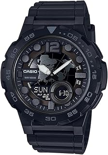 Casio quartz watch for men, digital, analog display and resin bracelet, black AEQ-100W-1V.. Shop with confidence at DIAYTAR NIGERIA, Nigeria's premier affordable e-commerce platform.