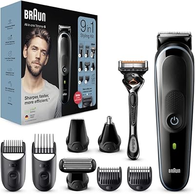 Braun bearded mower 9 in 1 series 5, with hair mowers, nose clove and gillette razor, for the care of beard, hair and body, 100 % waterproof, men's gifts, 2 -pin bathroom plug, mgk5280, black /blue razor.. Shop the smart way with DIAYTAR NIGERIA's extensive selection and budget-friendly nationwide delivery.