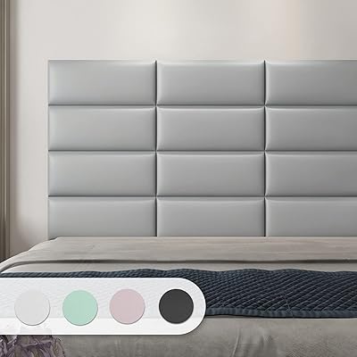 Gray art3d headboard to take off and glue, double waist, package of 4 9.84 "x 23.66", 3D wall panel, padded wall panel.. DIAYTAR NIGERIA: Where every Nigerian finds affordable products delivered within the week.