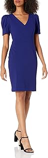 Dressing dress with puffy sleeves and V -neck for women.. DIAYTAR NIGERIA: Where shopping meets satisfaction with affordable prices and prompt delivery services.