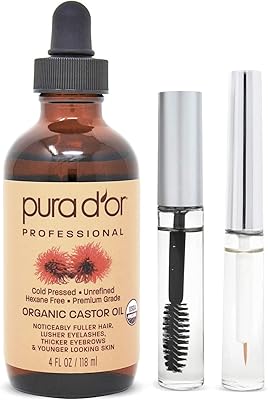 Ricin oil Pura d'Or (4oz) USDA organic support oil 100% pure natural for the body, hair growth, eyebrows and eyelashes - Oil without cold hexane to hydrate and heal dry skin with brushes kits as a bonus.. Shop smart with DIAYTAR NIGERIA's vast selection and enjoy affordable shipping in just 5-8 days.