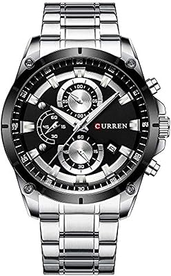 Stainless steel quartz chronograph watch for men, sports watch with display of the Rafoio Mascolino Rafoio Hombre date, blue, small, bracelet.. Discover why millions choose DIAYTAR for affordable online shopping with delivery in just 5-8 days.