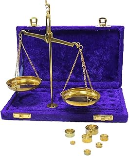Ancient golden brass jewelry balance with golden velvet weight box (Tarazzo) and display tool for display levels with weight balance - 100 grams.. DIAYTAR Nigeria: trusted by thousands for fast, reliable delivery.