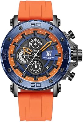 Chronograph watch for men with silicone bracelet, 22 mm, blue, H3865G-Orgblu, blue, 22 mm, bracelet.. DIAYTAR NIGERIA: Connecting Nigerians with their needs through affordable prices and 5-8 day shipping.
