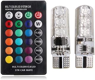 T10 5050 LED car bulb, RGB color model, remote control, 6 multicolored SMD bulbs for side lighting W5W 501.. Shop with purpose and save with DIAYTAR NIGERIA's extensive platform and nationwide delivery service.