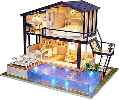 A DIY miniature doll house with the design of a villa building and a children's swimming pool, suitable for birthday gifts.. Order now, relax later — DIAYTAR Nigeria ships in 5 to 8 days.