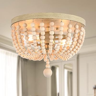 Bohemian pearl wooden chandelier, bohemian ceiling lamp, rustic finish in an imitation oak, 2 children's suspensions, entrance, kitchen, girl room, E26... Your digital shopping ally, DIAYTAR NIGERIA offers extensive selection with budget-friendly delivery.