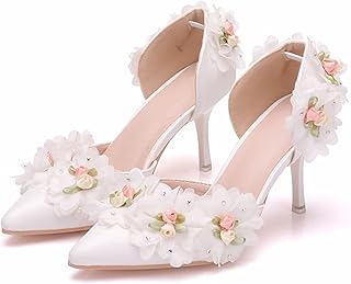 Bridal shoes, wedding shoes, lace brush shoes, 8 cm high heel, pointed end sandals, two -room hollow banquet shoes, white, 38.. DIAYTAR NIGERIA: Where every Nigerian finds what they need at prices they can afford, delivered promptly.
