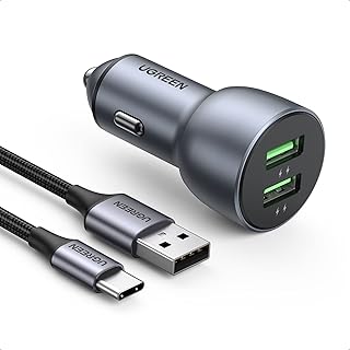 Ugreen quick car charger kit with USB C QC 36W cable Double ALUMINUM DOUBLE COOP Compatible with Samsung Galaxy S21/S20+/S10+ OnePLUS 9/8/7, HUAWEI P50/P40/P30, REDMI 9/NOTE 10/9.. DIAYTAR NIGERIA: Your trusted e-commerce partner with extensive product choices and affordable delivery.