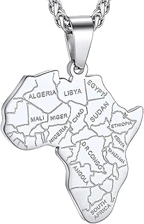 Africa necklace - Stainless steel jewelry for women to offer - African card and Arabic quote, stainless steel, without precious stones.. DIAYTAR NIGERIA: Where affordability meets variety in Nigeria's most comprehensive online marketplace.