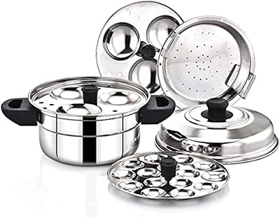 Versatile steam cooker Home Tronics in stainless steel (2 IDLI/6 IDLI plates, 1 mini IDLI/15 Mini IDLI and 1 Multipurpose Idli steam/Idiyappam tray) (6 IDLI).. Experience retail satisfaction with DIAYTAR NIGERIA's comprehensive platform and prompt shipping service.
