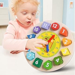 Montessori toys for babies of 6, 12 and 18 months and more, clock of sorting colors in the shape of wood-blocks of teaching time, stackable sorter puzzle, educational toys for early learning for toddlers from 1 to 3 years old.. Shop with purpose at DIAYTAR NIGERIA and receive quality products at budget rates within 8 days.