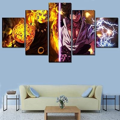 QQYYYYT AIME poster collection 5 Anime panels Uzumaki Naruto Et Uchiha Sasuke Modern Painting Wall Art Decor at home print on canvas painting.. Why pay more? DIAYTAR Nigeria gives you the best for less.