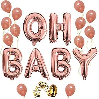 Balloons with letters oh baby, prenatal festival banner in pink gold for girls and boys | Fête decorations in the background | Balloons revealing genre 16 ", mylar leaf with 12 latex pieces.. Great finds. Great prices. Fast shipping. That’s DIAYTAR Nigeria.