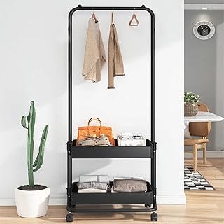 Carrying 2 in 1 Rudason, with clothing with shelves, clothing organizer, small closet support on beds for bedroom, laundry room, corridor (black).. Looking for great deals without compromising on quality? DIAYTAR Nigeria brings you thousands of top products at affordable rates, delivered straight to your doorstep.