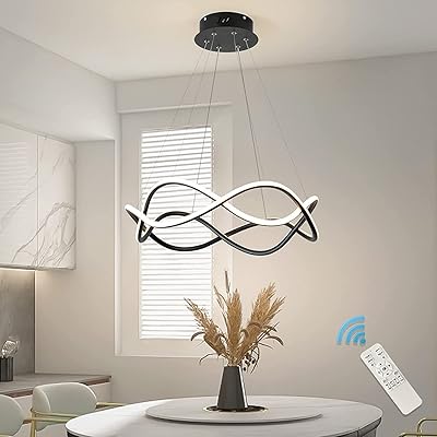 Modern LED suspension Janed, LED chandelier with variable intensity with remote control, adjustable hanging luster for dining room kitchen (52 W black).. Your ultimate shopping destination, DIAYTAR NIGERIA combines extensive selection with affordable shipping.