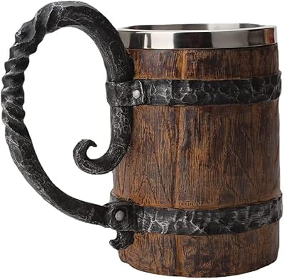 550ml amateur Viking beer cup, stainless steel, in a barrel of whiskey, viking wooden pattern, vintage wooden beer cup, men's gift, cylinder capacity.. DIAYTAR NIGERIA: Your partner in affordable online retail with reliable delivery across the nation.