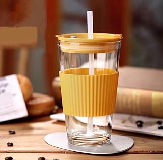 Reusable Bananahome reusable glass cup with pop-up and hole straw and hole to sip, portable water bottle, travel cup, anti-suckled glass cup with silicone sleeve, BPA 17Oz/450ml (lemon yellow).. Shop from anywhere in Nigeria and receive your DIAYTAR purchases at affordable prices within a week.