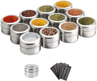 Wechip 12 pieces with magnetic spice jars Lando containers with stainless steel spice jars organizer of spice pots The spice organizers include 120 labels.. DIAYTAR NIGERIA: Where convenience meets affordability with delivery across Nigeria in under 8 days.