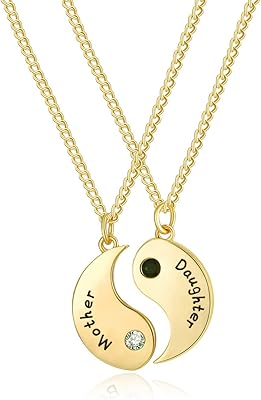 Set of 2 alphabet necklaces for mother and daughter, creative pendant necklace Yin Yang for birthday, festival, Mother's Day gift, 1, copper, copper.. Get top brands at bottom prices, only on DIAYTAR Nigeria.
