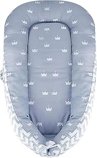 Baby nest for newborn and babies, double-sided, briefs for bed/long chair/nest/pod/baby bed/sleeping, breathable, 100 % hypoallergenic cotton, with pillow, portable (crown gray).. Experience satisfaction guaranteed with DIAYTAR NIGERIA's comprehensive platform and quick delivery.