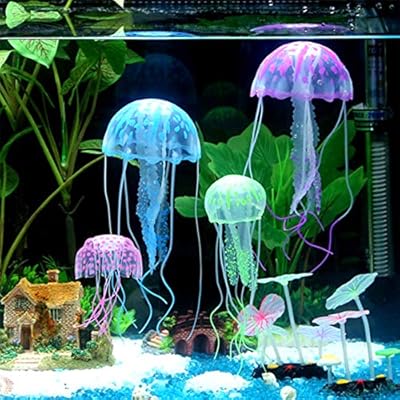Antol 3 light jellyfish in artificial silicone, light and vibrant aquarium decoration (green + pink + blue).. DIAYTAR NIGERIA: Bringing quality products to your doorstep at prices that won't break the bank.