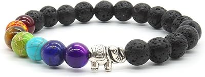 Bracelet of agate pearls 7 chakra beads for men and women, pearls of mala of healing energy with elephant, stone.. DIAYTAR NIGERIA: Your partner in affordable online retail with reliable delivery across the nation.