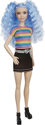 Barbie Fashionistas dolls, Arc-en-ciel striped blouse/black skirt, children's toy from 3 to 8 years old, GRB61, multicolored.. DIAYTAR NIGERIA: Your trusted marketplace that combines variety, affordability and reliable shipping.