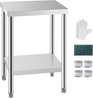 HXCFYPP preparation and work in stainless steel 24 "x 18" robust work table for the preparation of foods with lower shelf for restaurant, house, hotpot.. DIAYTAR NIGERIA brings satisfaction with every purchase through affordable prices and prompt shipping.