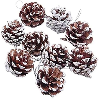 LINKSI 9 pieces pine cones with string for house decoration, natural white pine cones for crafts, Christmas trees and small ornaments (snowman).. Shop the future with DIAYTAR NIGERIA - thousands of products, unbeatable prices, delivery within a week.