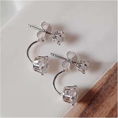 Trendy jewelry front and rear zirconic earrings for women, single jewelry, high -end earrings.. DIAYTAR NIGERIA: Transforming online retail with affordable prices and consistent 5-8 day nationwide delivery.