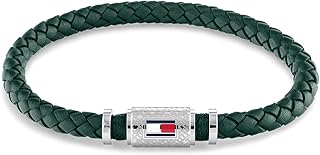 AR leather bracelet for men - 2790456, stainless steel, green leather and green wire, without precious stones.. Spend less, get more — that’s the DIAYTAR Nigeria promise.