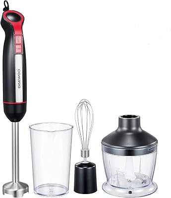 Mixer plunging 4 in 1 in stainless steel Daewoo 400W with chopper and Korean technology whip DHB1540 Black - 2 year warranty.. DIAYTAR NIGERIA brings a world of products to your fingertips with affordable prices and quick delivery.