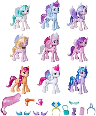 My little pony: toy from the Royal Gala Collection New Generation for Children - 9 ponies figurines, 13 accessories, poster (Amazon exclusivity).. Shop anytime, receive on time — only with DIAYTAR Nigeria.