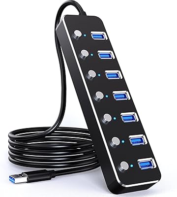 USB hub, USB 3.0 to 7 port hub distributor with 1.2 m USB cable, single USB on/off switch and LED indicator, High -speed 5 Gbit/s High data link for laptop, Mac, USB key and portable hard drive... DIAYTAR NIGERIA makes quality accessible with our extensive catalog and competitive delivery rates.